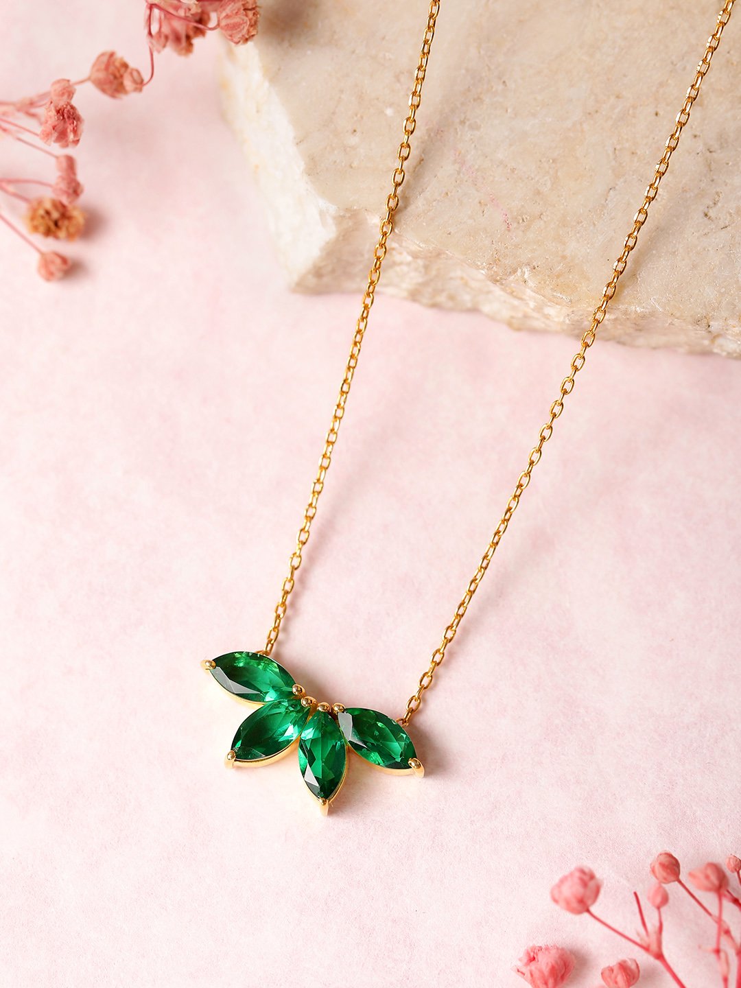 Verdant Ray Pendant Chain (925 Real Silver) - Gold